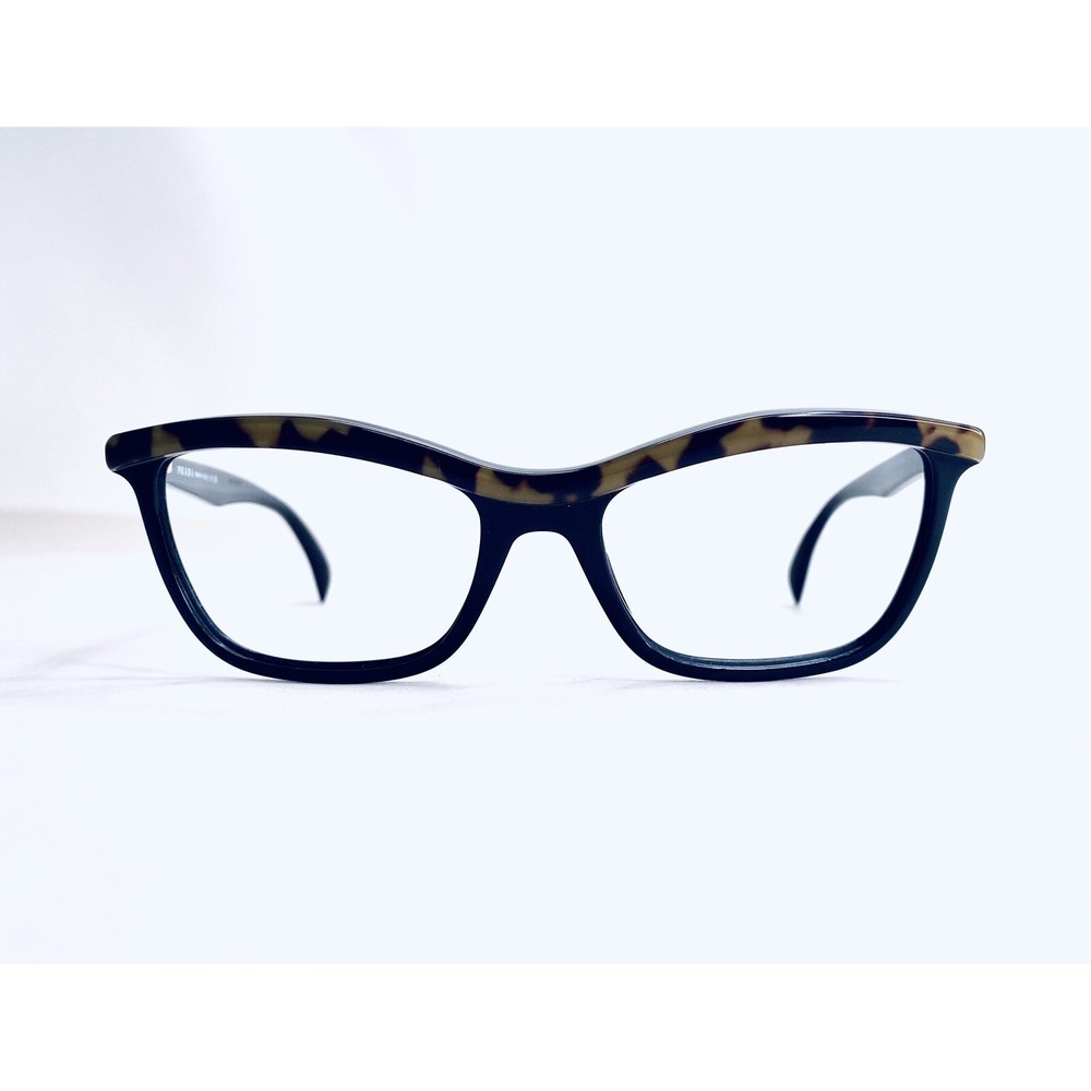 New Prada Black Cat Eye Glasses Leopard Design VPR17P MA5-101 54 18 140